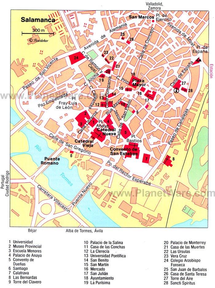 Mapa de Salamanca - Atracciones Turísticas