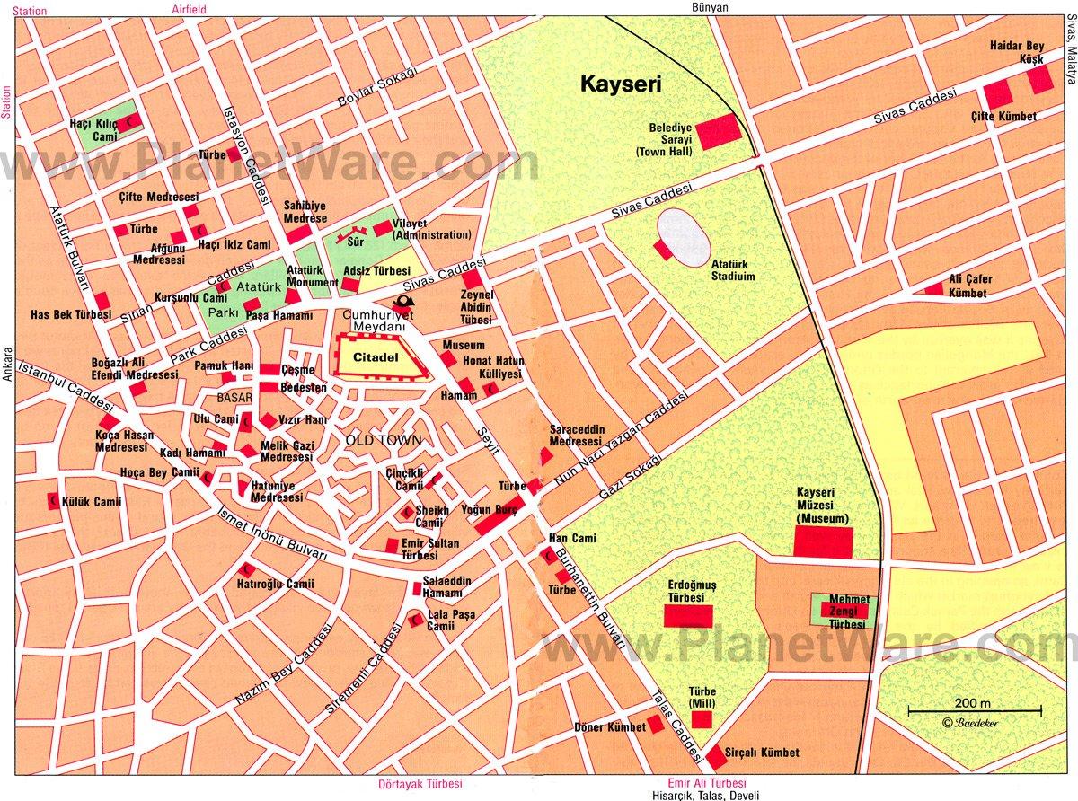 Mapa de Kayseri - Atracciones Turísticas