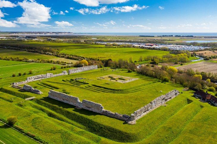 Luftaufnahme der römischen Festung Richborough