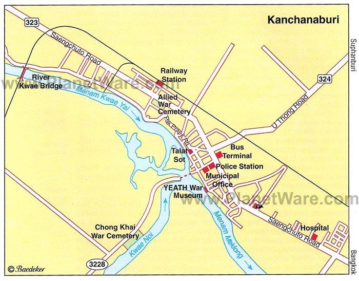 Kanchanaburi Karte - Touristische Attraktionen