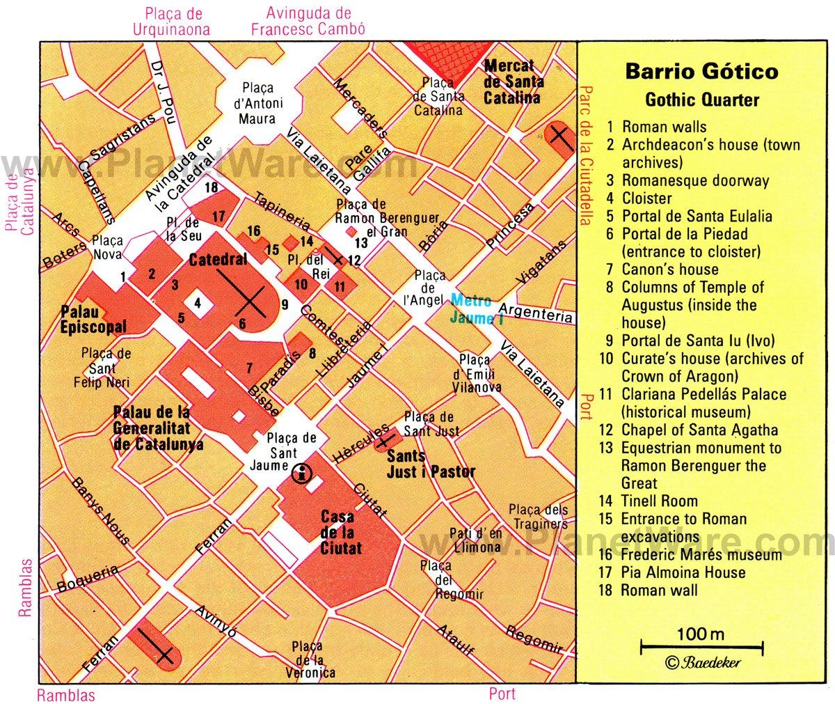 Barcelona - Gotisches Viertel Karte (historisch)
