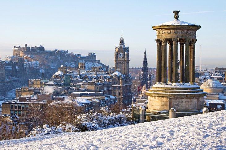 Edimburgo en un día de invierno nevado
