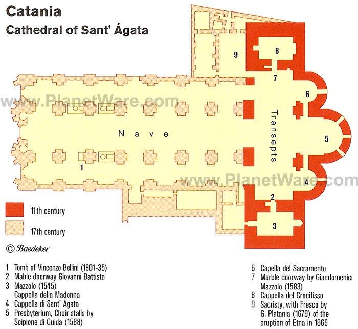 Catania - Catedral de Sant' Ágata - Mapa de planta