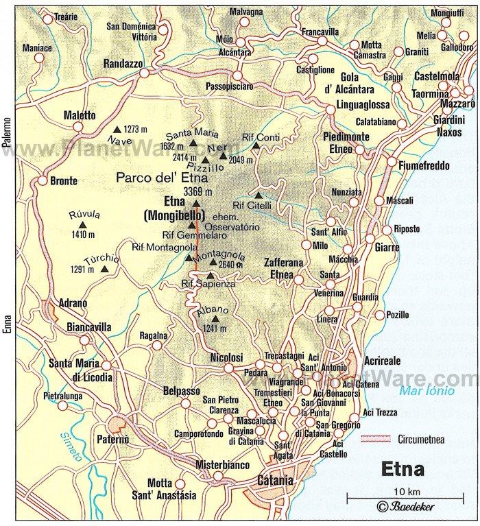 Mapa de Etna - Atracciones turísticas