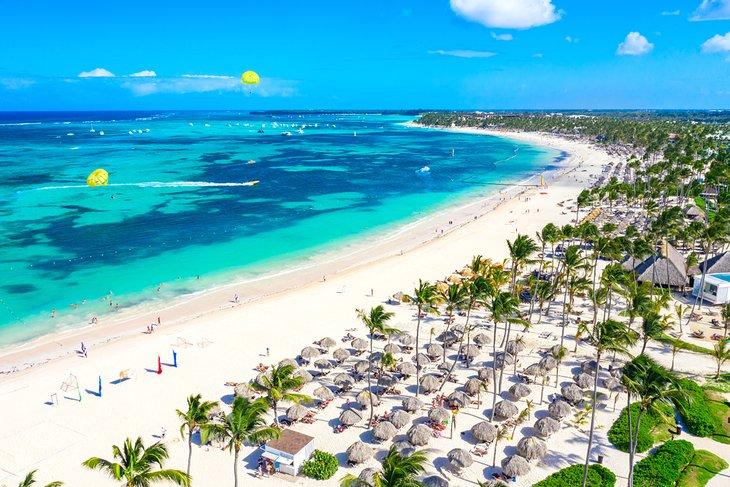 Vue aérienne de la plage Bavaro, Punta Cana, République dominicaine