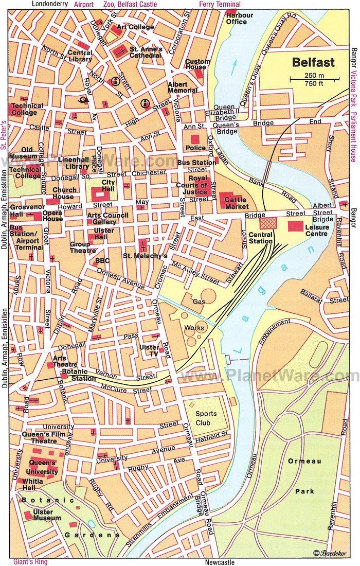 Mapa de Belfast - Atracciones Turísticas