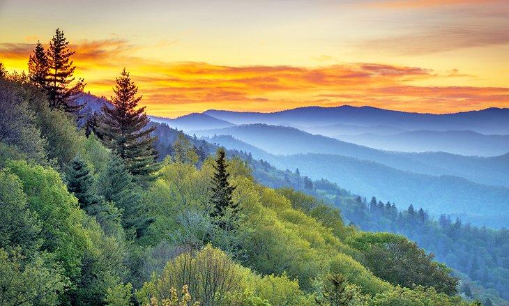 Vista del Parque Nacional de los Grandes Montes Humeantes desde el mirador Oconaluftee