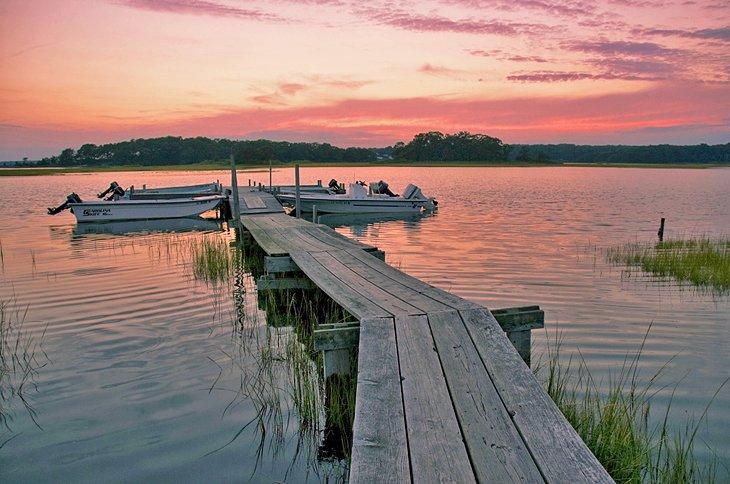 Coucher de soleil au bord de l'eau à Niantic