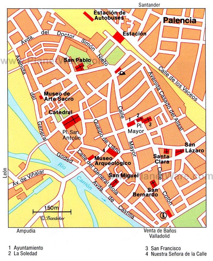 Carte de Palencia - Attractions Touristiques
