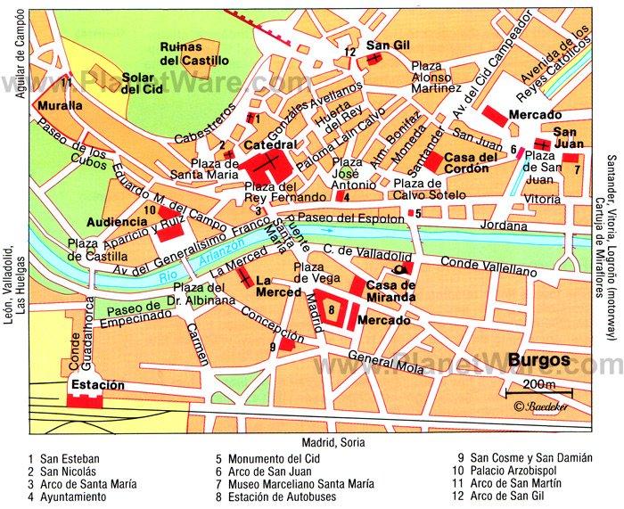 Mapa de Burgos - Atracciones (Históricas)