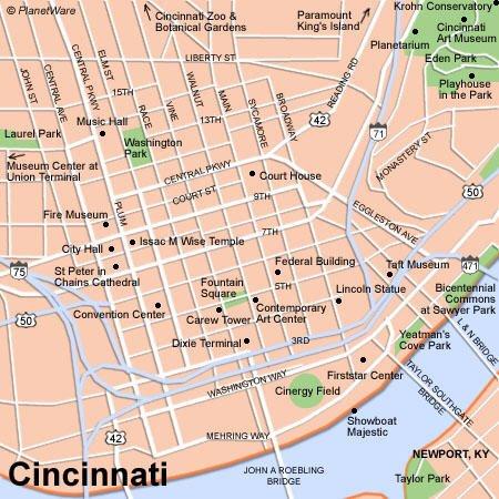 Mapa de Cincinnati - Atracciones Turísticas