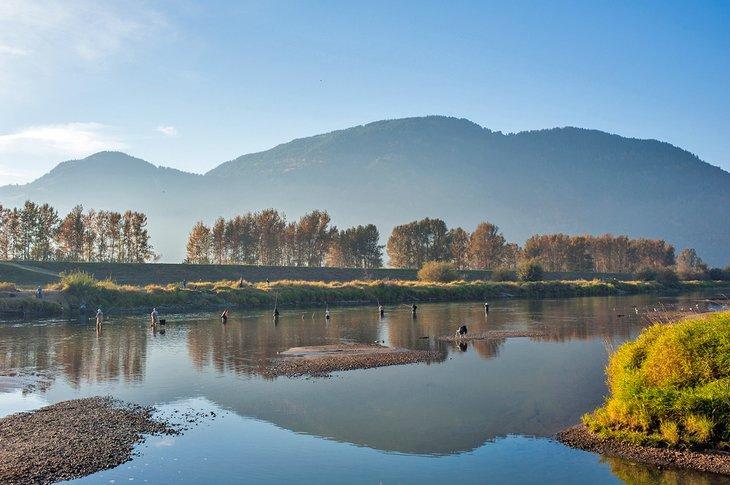 Pêcheurs dans la rivière Vedder