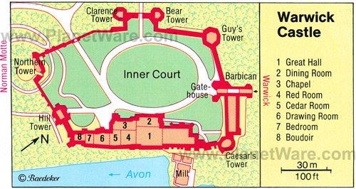 Castillo de Warwick - Mapa