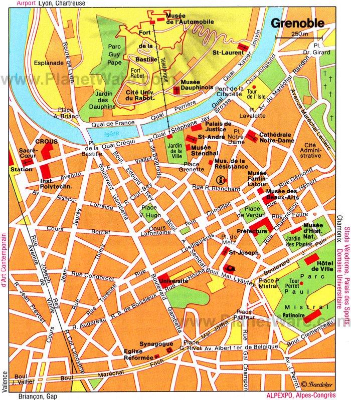Mapa de Grenoble - Atracciones Turísticas