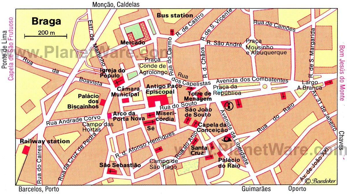 Mapa de Braga - Atracciones Turísticas