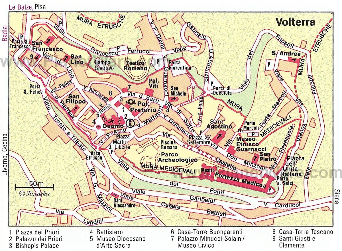Mapa de Volterra - Atracciones Turísticas