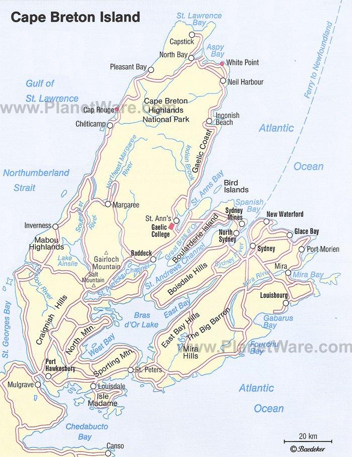 Cape Breton Island Map - Tourist Attractions
