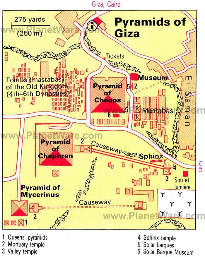 Pyramiden von Gizeh Karte (historisch)