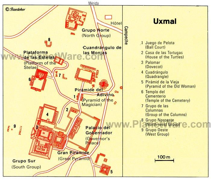 Uxmal - Mapa del sitio