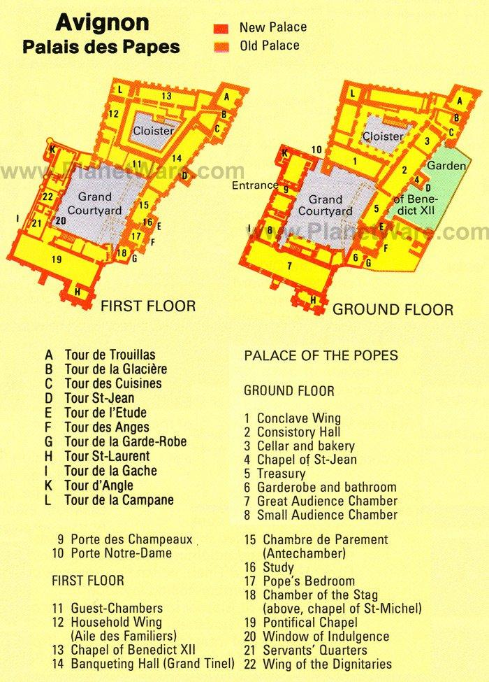 Avignon Palais des Papes Erdgeschoss - Grundriss