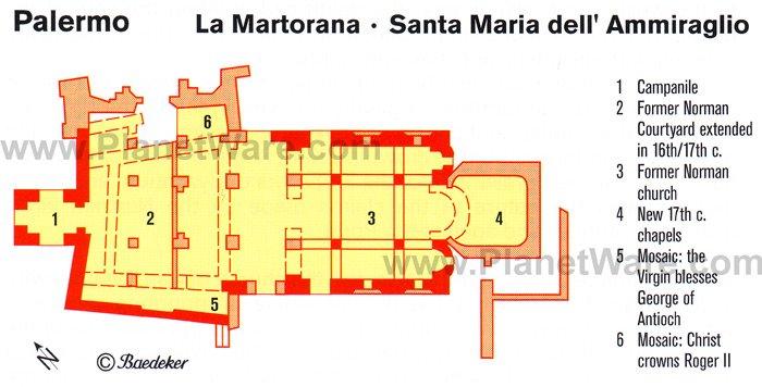 La Martorana (Santa María dell'Ammiraglio) - Mapa de planta