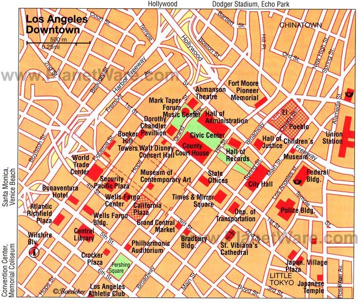 Mapa de Los Ángeles - Atracciones Turísticas