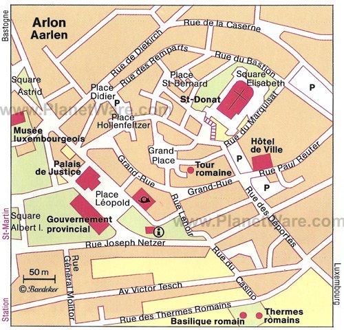 Arlon Karte - Touristische Attraktionen