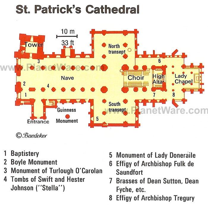 Dublín - Catedral de San Patricio - Mapa del plano