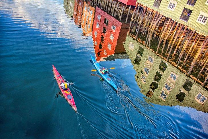 Kayakistes explorant Trondheim