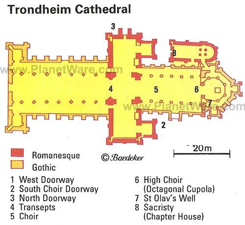 Carte de la cathédrale de Trondheim - Plan