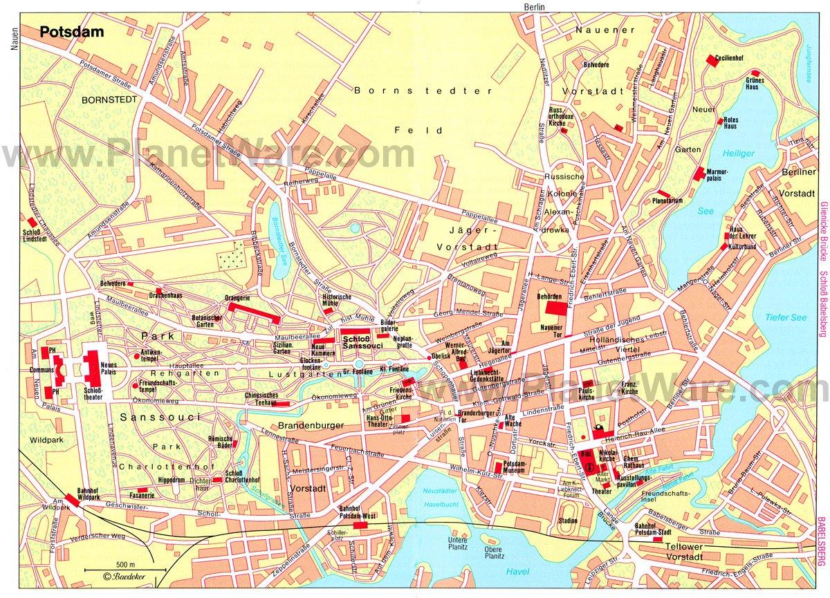 Carte de Potsdam - Attractions Touristiques