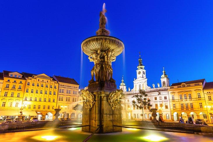 Centre historique de Ceske Budejovice la nuit