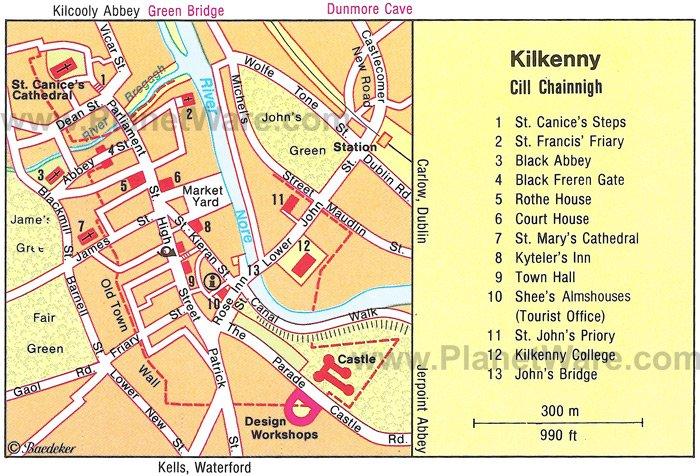 Mapa de Kilkenny - Atracciones Turísticas