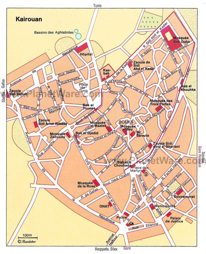 Mapa de Kairouan - Atracciones Turísticas