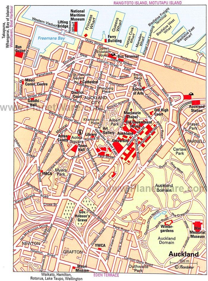 Carte d'Auckland - Attractions touristiques