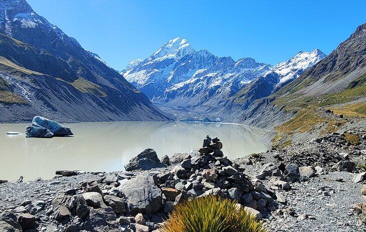 Vista desde el Sendero Hooker Valley, cerca de Aoraki / Montaña Cook