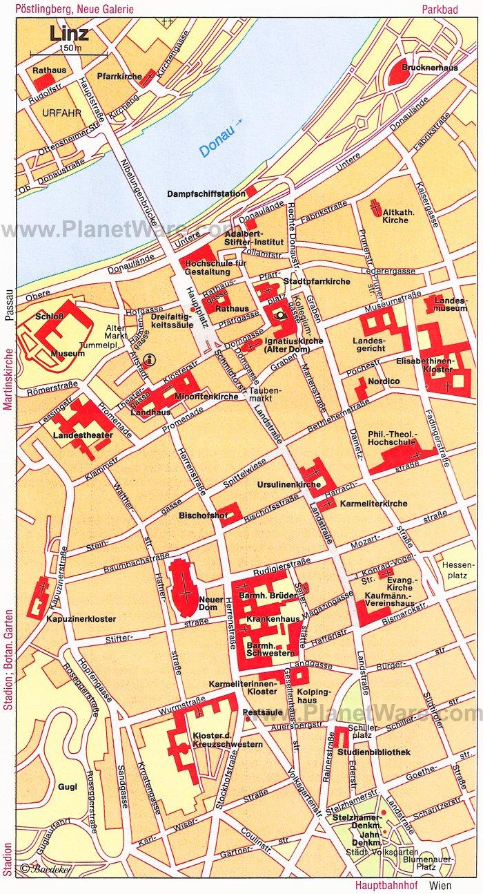 Mapa de Linz - Atracciones turísticas