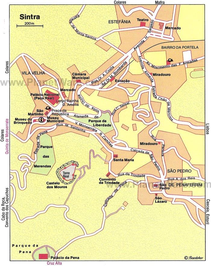 Mapa de Sintra - Atracciones Turísticas