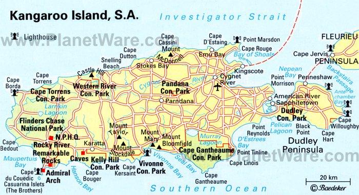Kangaroo Island Map - Tourist Attractions