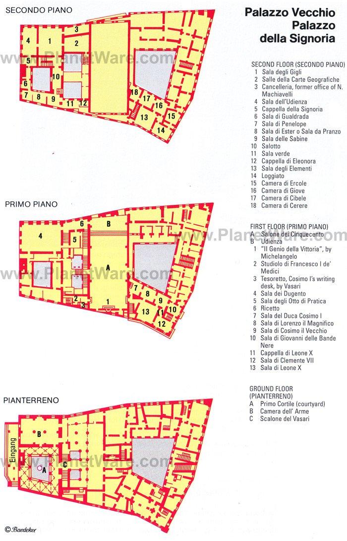 Florencia - Palazzo Vecchio - Mapa de planta
