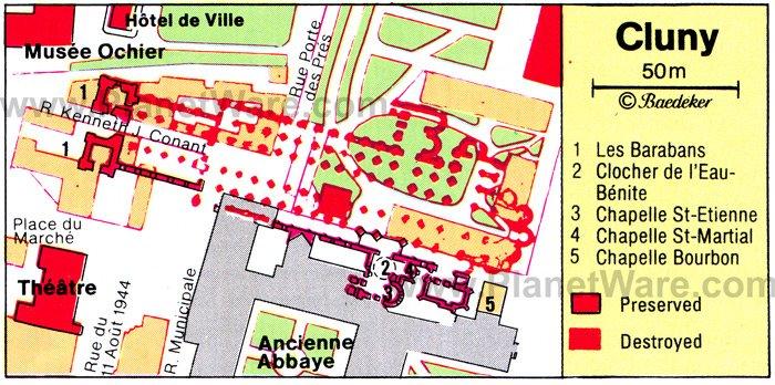 Mapa de Cluny - Atracciones