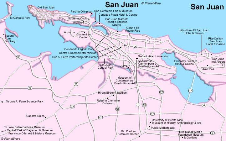 Mapa de Puerto Rico - San Juan - Atracciones turísticas