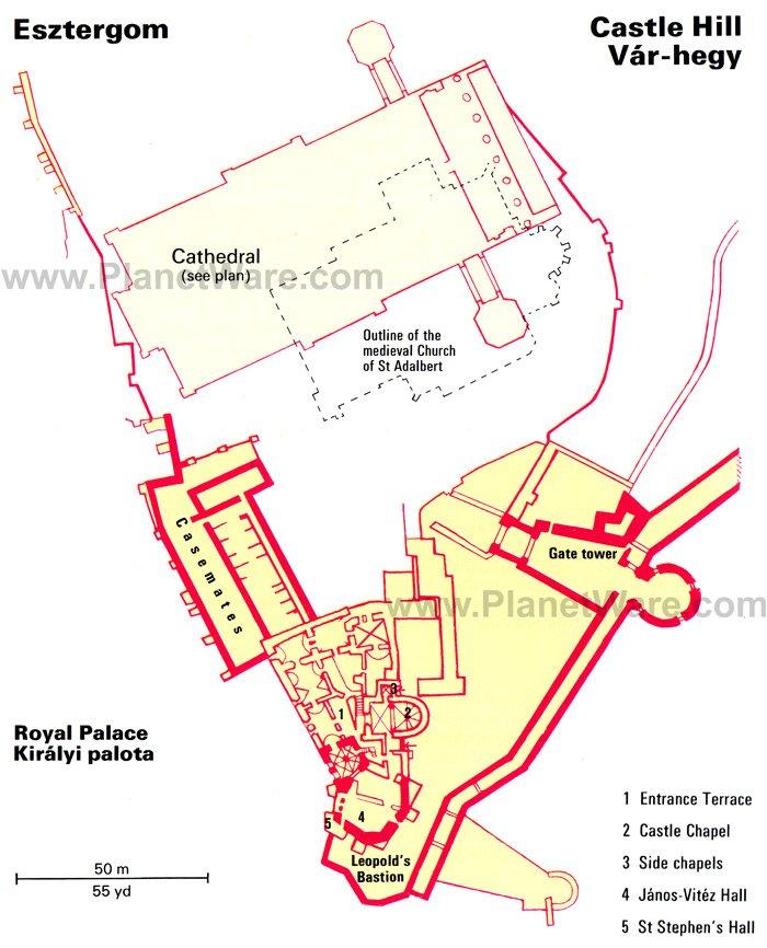 Colline du château Var-hegy - Plan de l'église