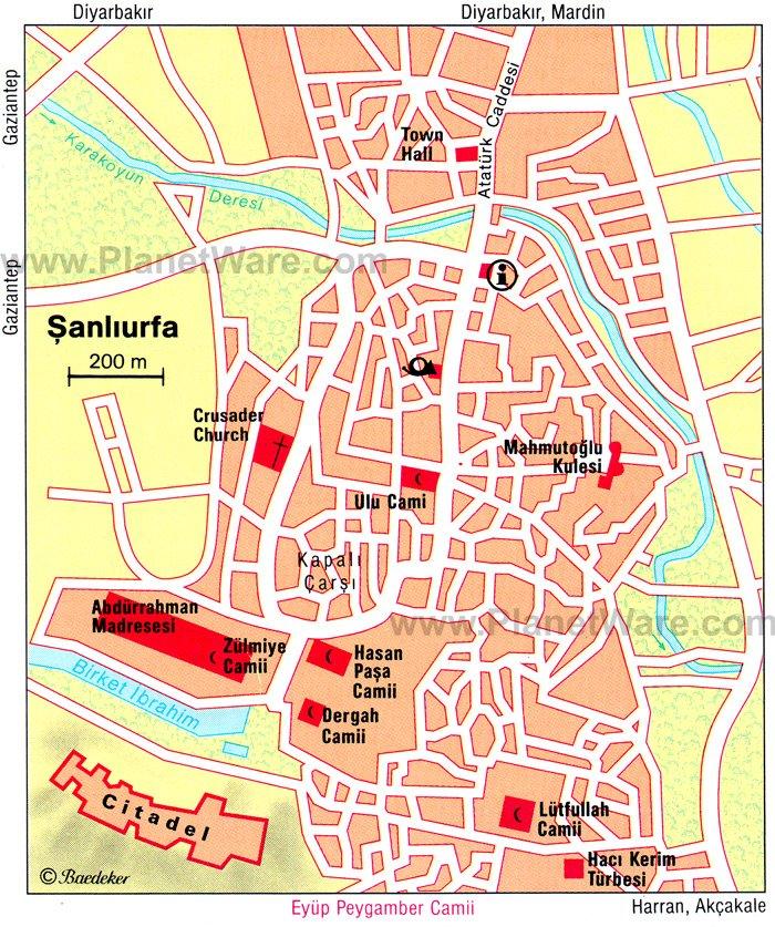 Mapa de Sanliurfa - Atracciones Turísticas