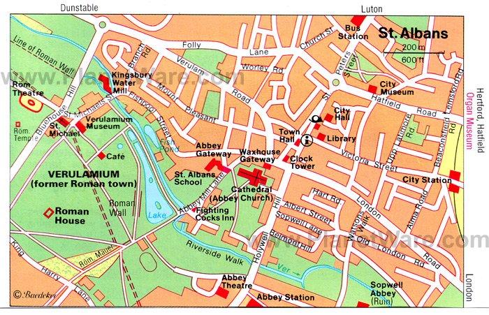Mapa de St Albans - Atracciones turísticas
