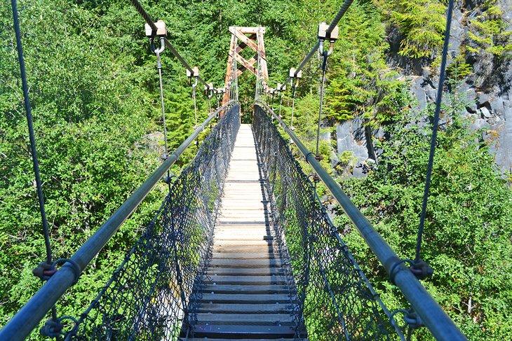 Puente colgante en el sendero del Cañón de Lava