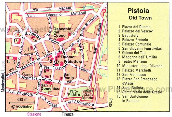 Mapa de Pistoia - Atracciones Turísticas