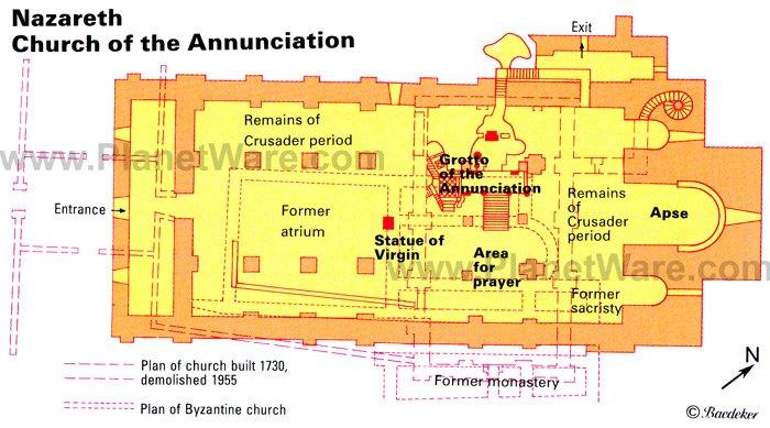Nazareth - Kirche der Verkündigung - Grundrisskarte