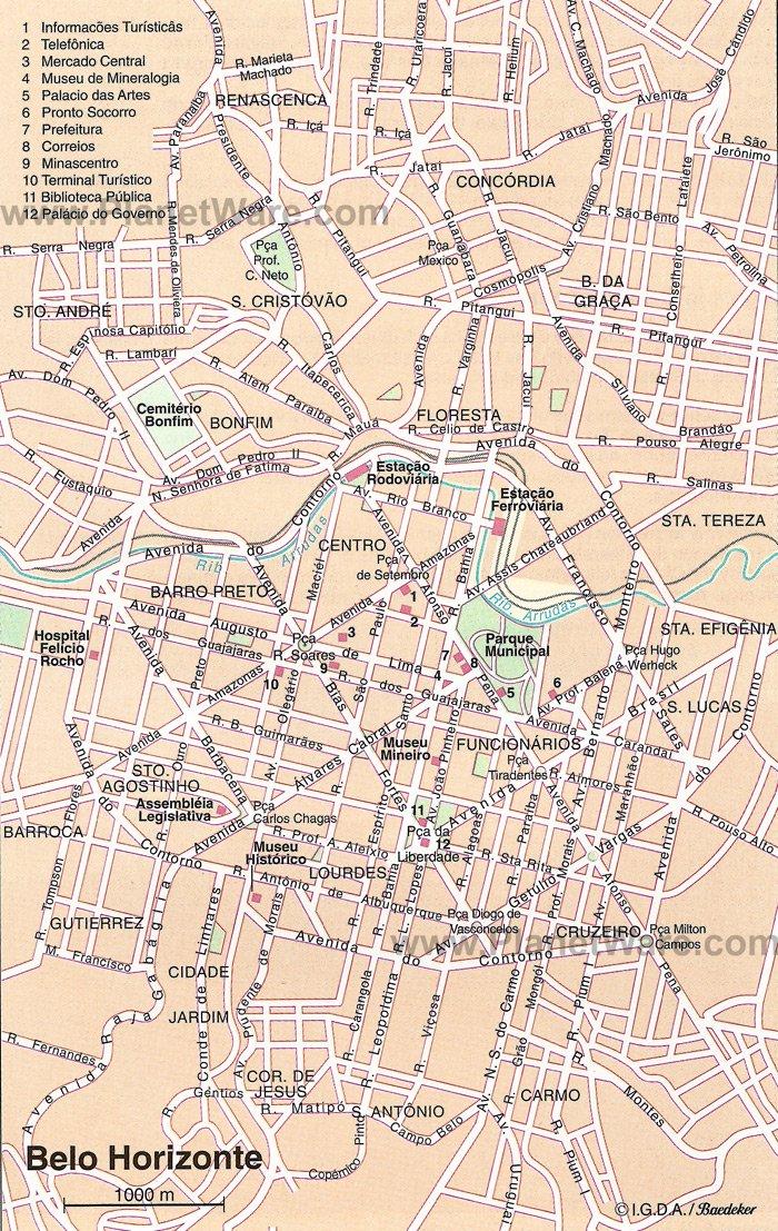 Mapa de Belo Horizonte - Atracciones Turísticas