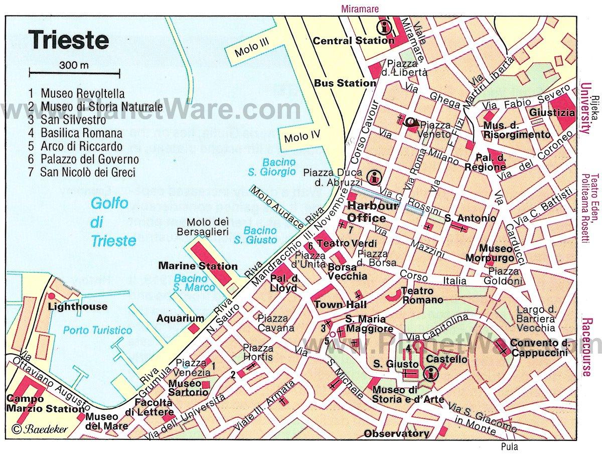 Triest Karte - Touristenattraktionen